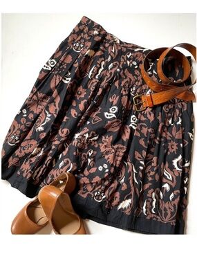 Cool flared cotton midi skirt ethnic print.